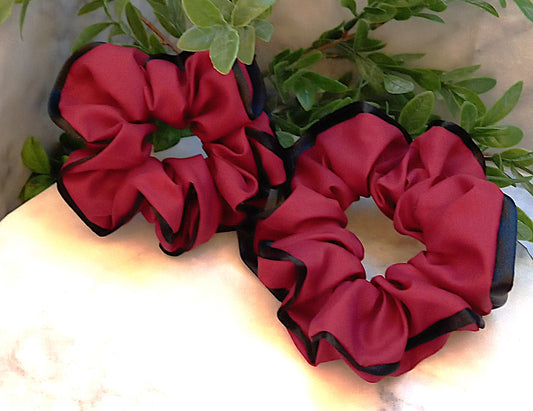Maroon+ Black detail Scrunchie